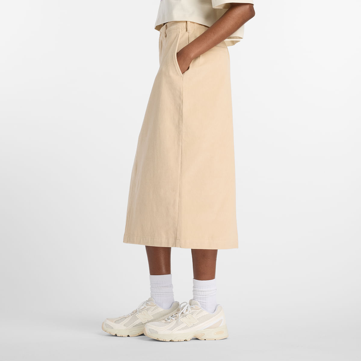 Saia Stretch Corduroy Midi Feminina